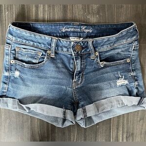 American Eagle Outfitters Women's Distressed Blue Jean Shorts